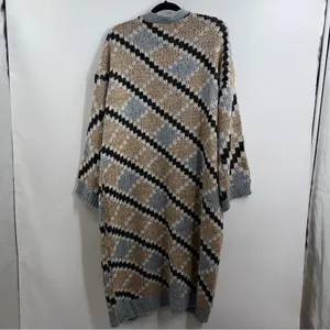 Petal + Pup Rasmus Cardigan M Geometric Longline Oversized Chunky Knit Duster thumbnail 5