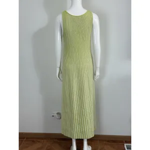 By Together Ribbed Knit Maxi Dress Lime Green Size M Tank Sleeveless Bodycon thumbnail 2
