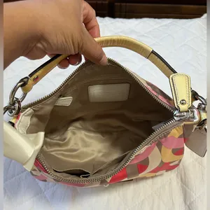 COACH Y2K F22748 Geometric Print Hobo Bag in Red Pink Gold /crossbody bag thumbnail 9