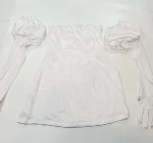 MORE TO COME Eva Strapless Dress in White Medium thumbnail 3