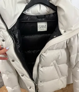 SAM. Vegan Leather White Quilted Puffer Jacket with High Collar thumbnail 17