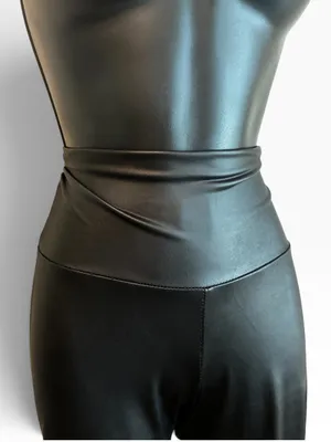 Cherish High-Waist Faux Leather Vegan Full Length Leggings - Black thumbnail 2