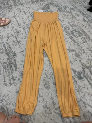 American Eagle Strapless Smocked Jumpsuit Faded Orange M NWT thumbnail 3