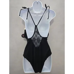 No Boundaries Black Lace One Piece Swimsuit Whimsygoth 90s Vacation Beach Goth Dark Large thumbnail 2