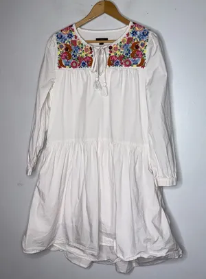 J.CREW Cotton Poplin‎ Tunic dress Farmer's Market Embroidery Small thumbnail 1