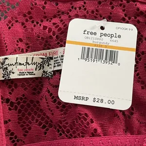 Free People Intimately Bandeau Bra Lacey Looks Burgundy Small Strapless New Red thumbnail 8