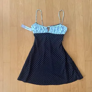 Princess Polly Rylann Contrast Tie Detail Mini Dress Navy / Blue Polka thumbnail 2