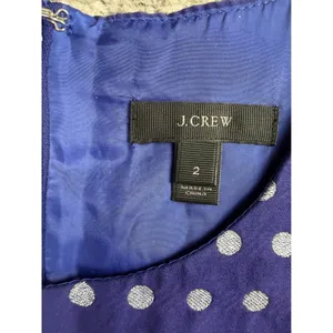 J.Crew Polka Dot Silk Blend Sheath Dress Women's‎ Size 2 Cobalt Silver Metallic thumbnail 6