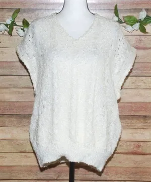 VTG 80's Queen Bee Oversized Ivory Sweater Size 44 US M Neutral Sleeveless Vest thumbnail 1