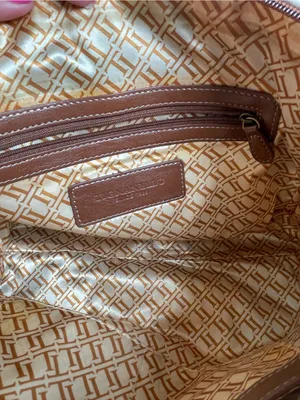 Tignanello Purse two-tone leather handbag Cream and Tan Satchel Shoulder Bag thumbnail 3