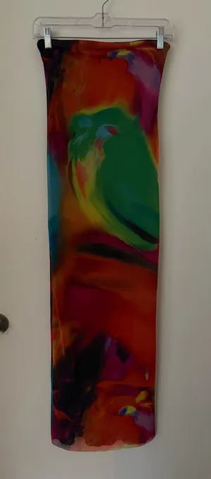 Zara Strapless Multicolored Printed Midi Dress thumbnail 1