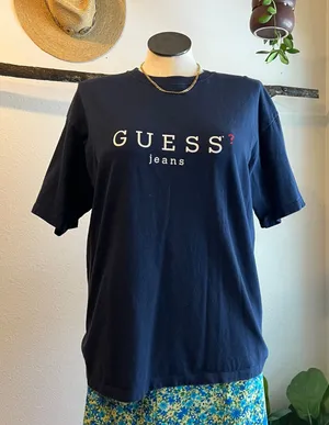 Guess Vintage Blue 100% Cotton USA Oversized Short Sleeve T Shirt Size Large thumbnail 1