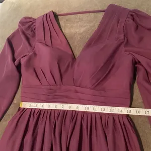 Women’s Purple Chiffon Full Length Dress with Corset Back Leg Slit Size M thumbnail 9