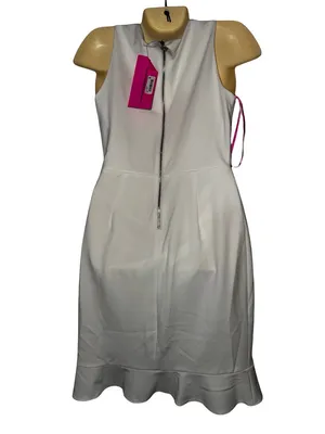 Betsey Johnson White Sleeveless Wrap-Front Dress thumbnail 4