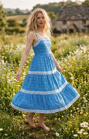 J.Crew Dainty Cottage Smocked Tiered Midi Dress thumbnail 1