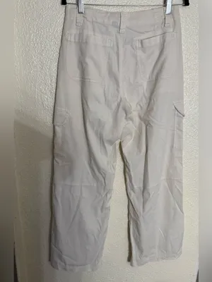 American Eagle Outfitters cream Wide-Leg stretch Cargo Pants size 4 thumbnail 3
