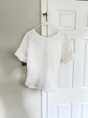 Vetta Women’s The Textured Girlfriend Shirt in New Ivory S Linen Minimalist thumbnail 9