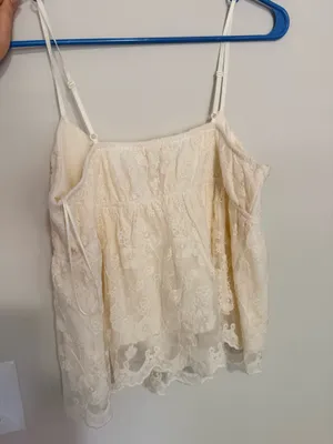 Cream Strappy Tank Top White Size L thumbnail 2
