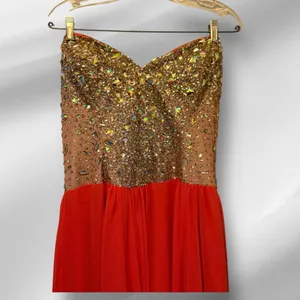 Riva Designs Strapless Prom‎ Dress With Train & Rhinestones thumbnail 2