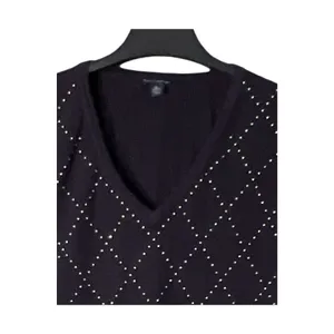 Tommy Hilfiger Sweater Womens Size XL Blue Pullover Stone Embellished V-Neck thumbnail 4