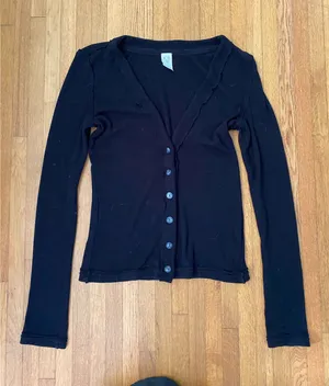 Free People Black Button Down Shirt Cotton Long Sleeve thumbnail 1