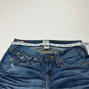True Religion Becky Womens Size 27 Blue Denim Jean Distressed Low Rise *FLAWED‎ thumbnail 8