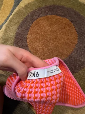 Zara Pink Orange Textured Low Back Halter Crop Tank Top Women’s Size Small thumbnail 4