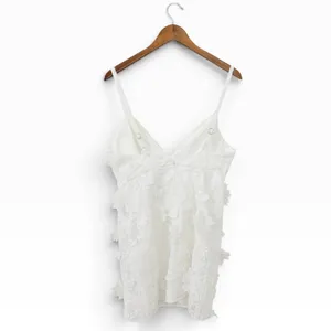 Lulus Exceedingly Lovely White Applique Floral Backless Mini Dress size L thumbnail 3