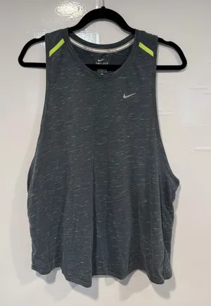 Nike Dri-FIT Gray Performance Tank‎ with Neon Accents swoop back thumbnail 1