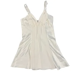Flora Nikrooz Slip Dress Womens Small Ivory Satin Floral Strap Chemise thumbnail 8