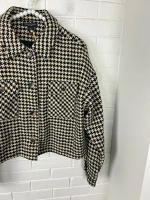 NWT Christian Siriano Houndstooth Knit Jacket Size L thumbnail 3