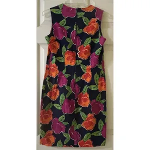 DW3 for David Warren Cotton Tropical Floral Print Sheath Dress Women's Sz 8 thumbnail 3