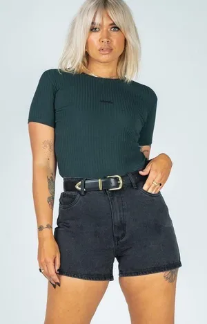 Princess Polly Black High Waisted Shorts thumbnail 2