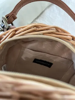 South Beach Woven Rattan Round Crossbody Purse thumbnail 3