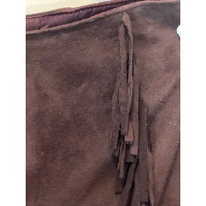 Vintage Laundry Real Suede Fringe Skirt 10 ✨ Brown Leather Western Boho thumbnail 7