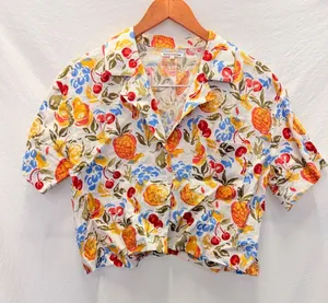 Reformation Lennie Linen Shirt Spring Summer Fruity‎ Floral Small thumbnail 1