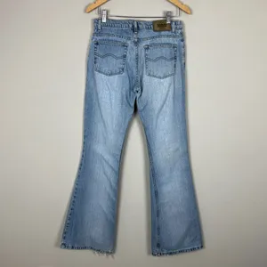 Todd Oldham Jeans 7x33 Blue Flare Leg Bell Bottom‎ Mid Rise Denim 90s Y2K Hippie thumbnail 2