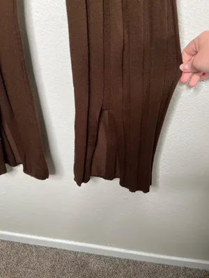 Anthropologie Daily Practice Brown Ribbed Knit Flare 2 piece Set XS/S thumbnail 3