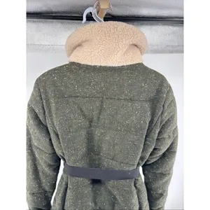 Sam Edelman Circus Women’s M Winter Jacket Faux Sherpa Collar Wool Tweed Green thumbnail 11