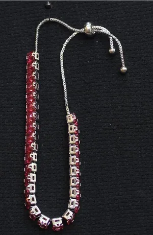 NEW Slider Adjustable Tennis Bracelet Silver Gray / Red thumbnail 1