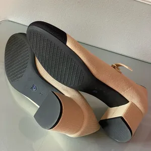 Rothy’s Mary Jane Block Heel Pumps Beige Black Cap Toe Women’s Size 9 EU39 thumbnail 5