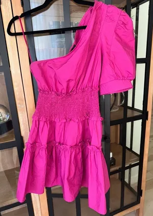 En Saison mini dress Anthropologie One Shoulder Celia ruffle smock cocktail thumbnail 1