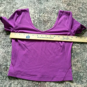 Lululemon Align T-Shirt Purple W3FGSS V-Neck Scoop Back Crop Top Slim Fit Size 4 thumbnail 7