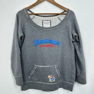 Kansas‎ Jayhawks Scoop Neck Longsleeve Grey Sweatshirt XL Colosseum Athletics thumbnail 1