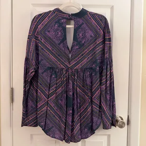 Free People Walking on a Dream Purple V Neck Tunic Small thumbnail 4