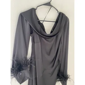 ASTR The Label Black Feather Cuff Cocktail Mini Dress XL thumbnail 4