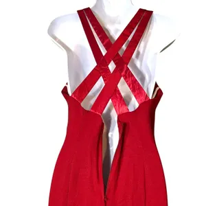 CDC Caren Desiree Vintage Dress Womens 8 Red Crisscross Back Cocktail Made USA thumbnail 3
