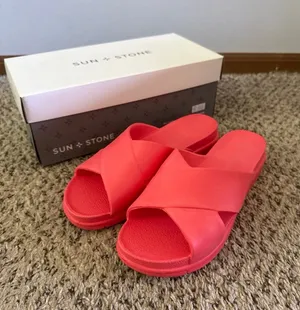 Sun & Shadow Sun & Stone Isllap Coral Women's Platforms‎ Slip on Slide Sandals Size 7 thumbnail 1