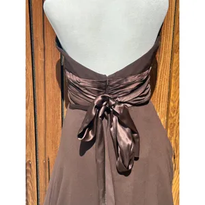 Maggy London Brown 100% Silk Halter Midi Dress Satin Waist Bow Sz 6 Vintage thumbnail 5