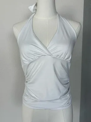 Cider White Halter Neck Ruched Top - Size M thumbnail 1